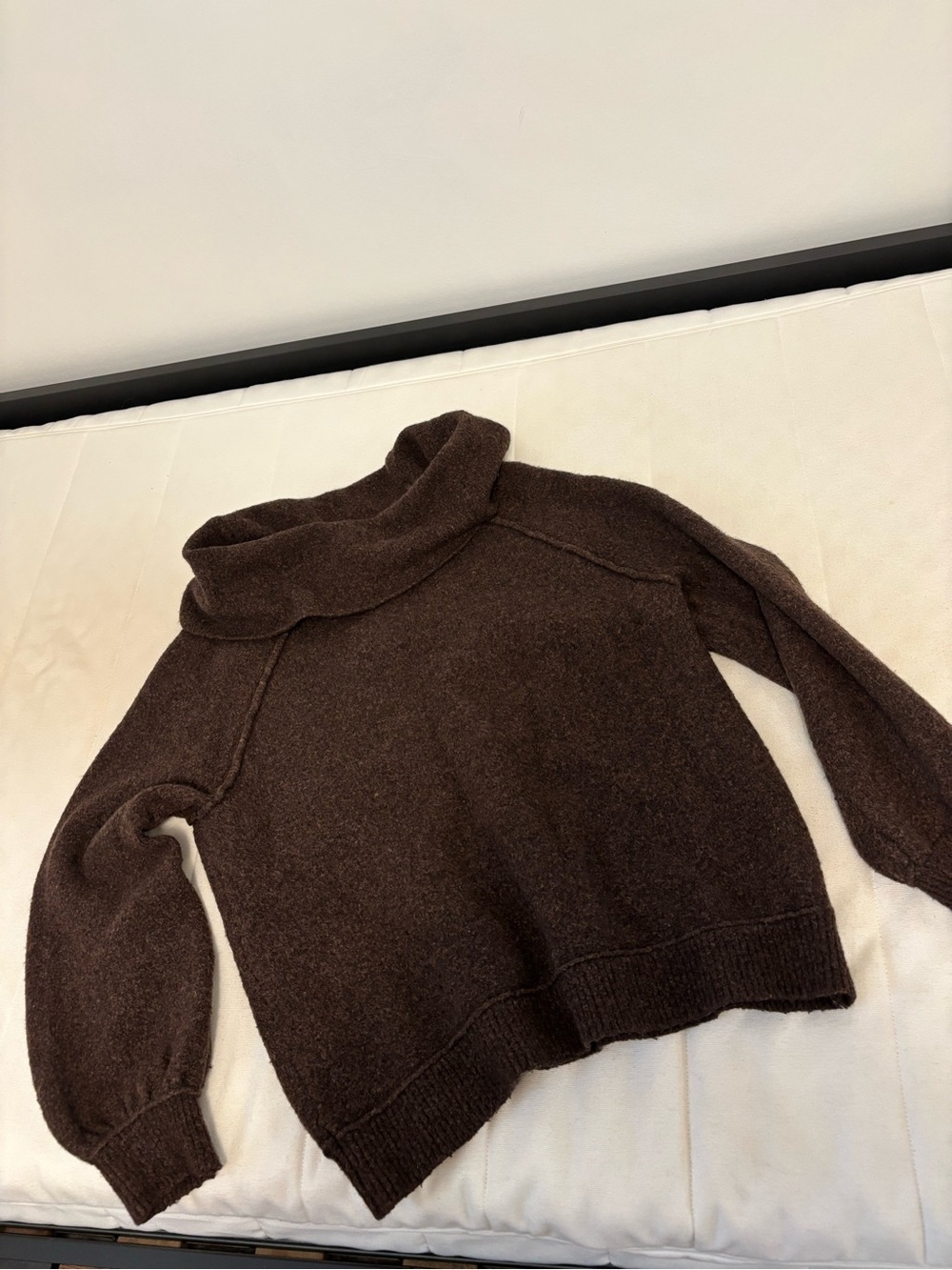 Free People Dark Brown Funnel Neck  Sweater